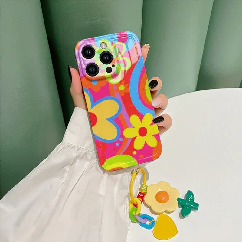 Little Yellow Flower Wrist Strap iPhone Case - Viexta