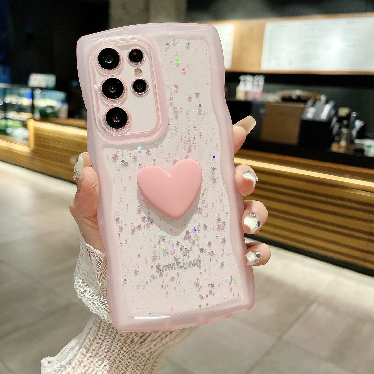 Love Drop Adhesive Transparent Samsung Phone Case