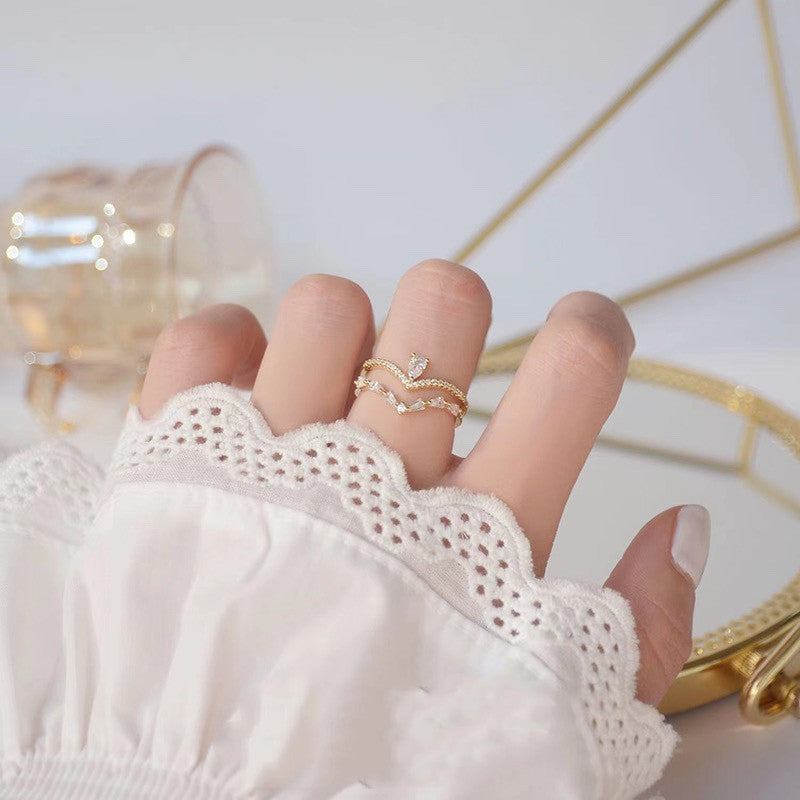 2piece Princess Vintage Niche Ring