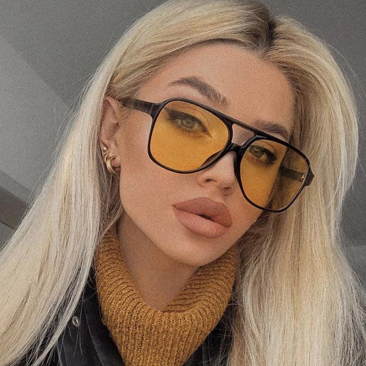 womens-fashion-retro-double-beam-large-rim-sunglasses - Viexta
