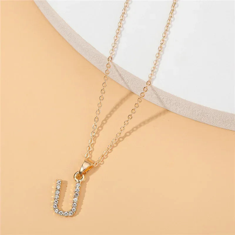 18k 26 Golden English Letter Pendant Clavicle Chain - Viexta