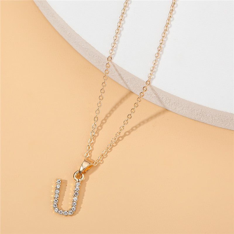 18k 26 Golden English Letter Pendant Clavicle Chain