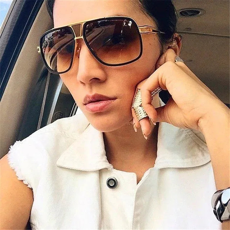 vintage-with-large-rims-metal-gradient-sunglasses - Viexta