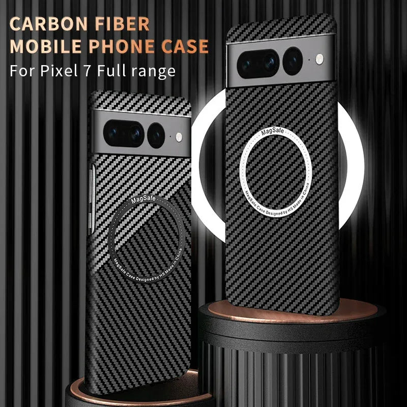 Wireless Charger PC Carbon Fiber Pattern Magnetic Pixel Case - Viexta