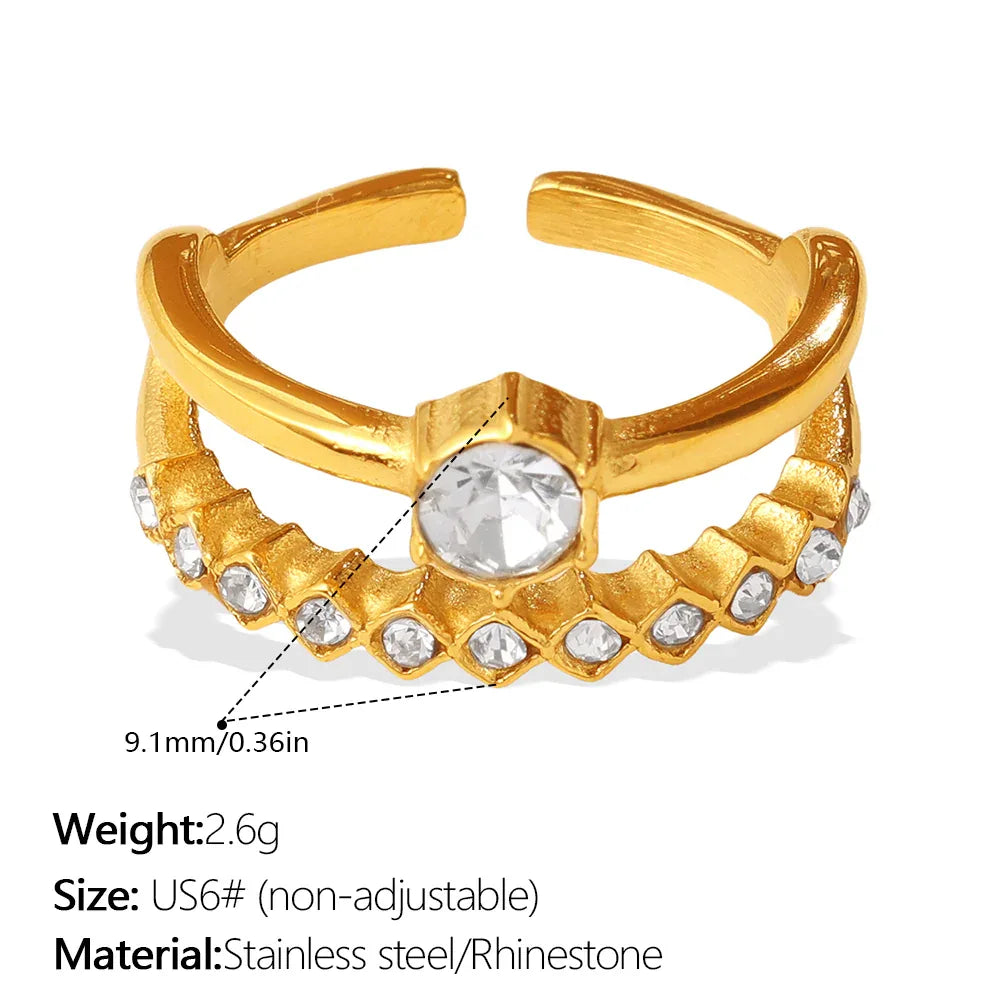 Cube Multi-Layer Diamond-Inlaid Zircon Ring
