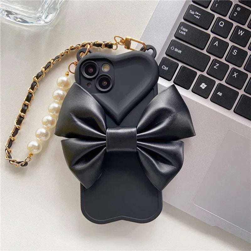 leather-bow-hand-chain-iphone-case - Viexta
