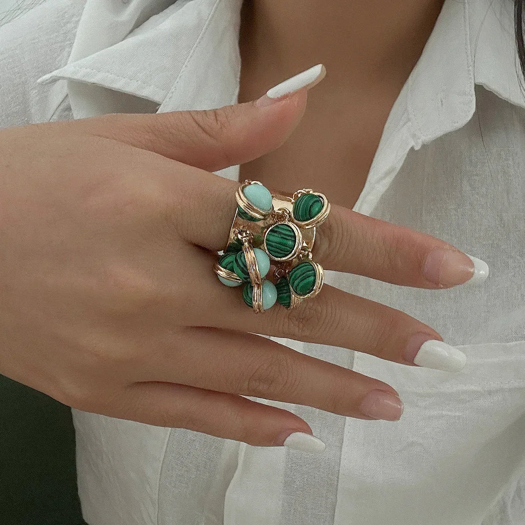 Retro Colorful Pearl Tassel Ring - Viexta