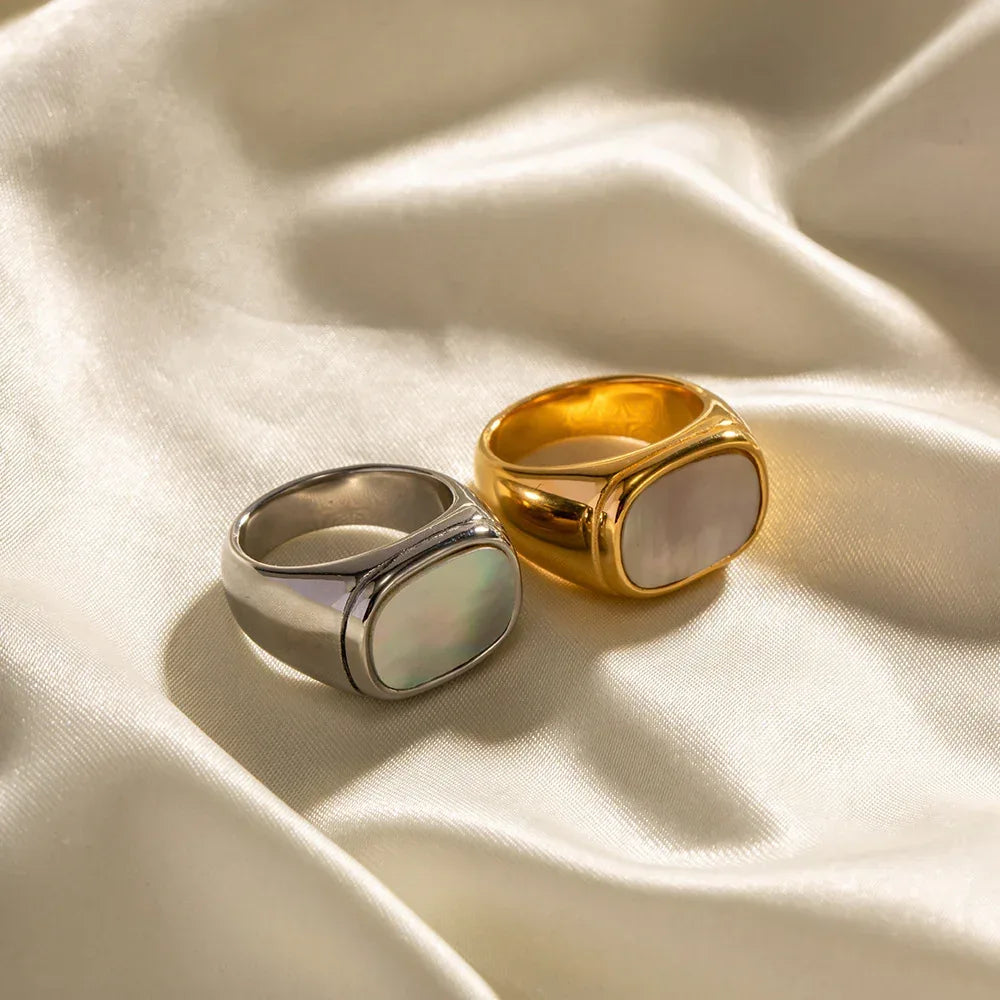 18K Gold Vacuum Plating Shell Ring - Viexta