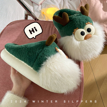 Cute Cartoon Christmas Deer Plush Shoes