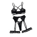 steel-ring-push-up-cross-ribbon-hollow-lingerie-four-piece-set - Viexta