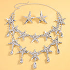 Banquet Double-layer Five-pointed Star Necklace Earrings