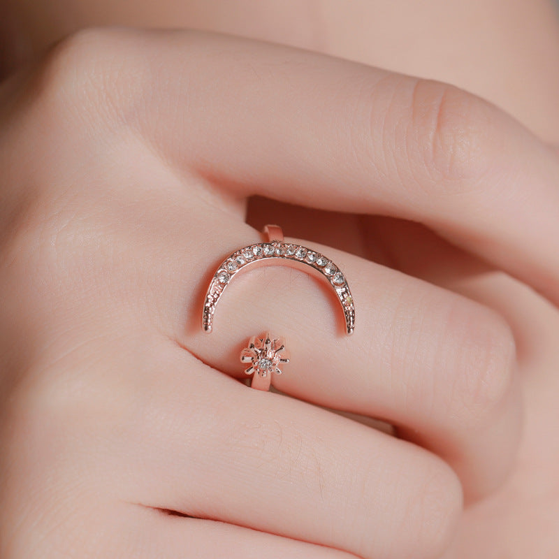 Moon And Star Rhinestone Rings