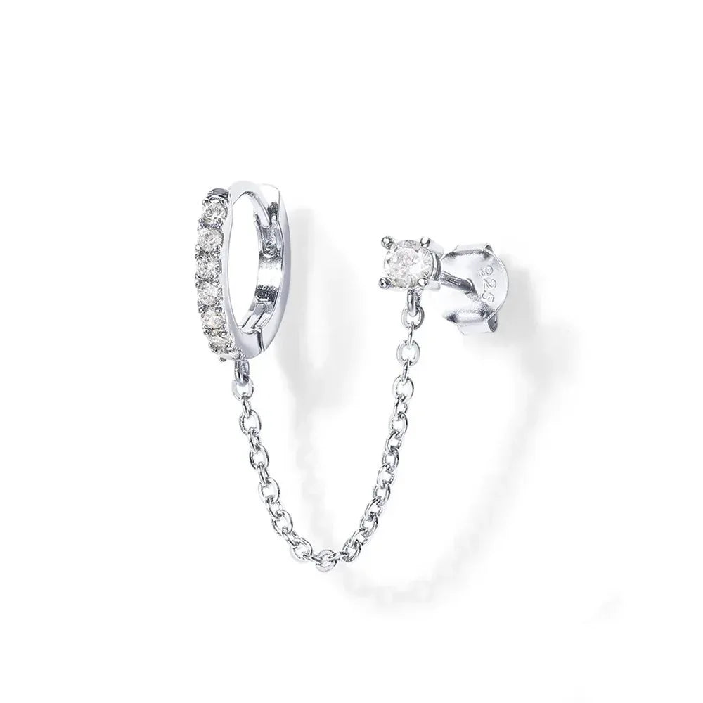 S925 Sterling Silver Single Row Studded Earring - Viexta