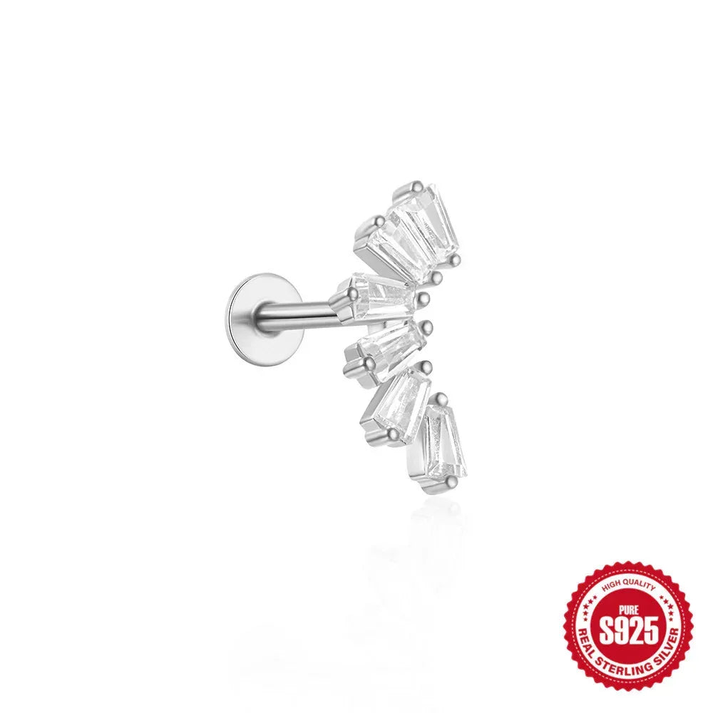 S925 Sterling Silver Moon Piercings - Viexta