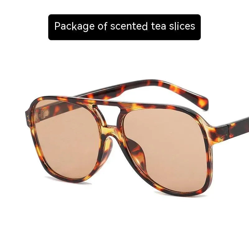womens-fashion-retro-double-beam-large-rim-sunglasses - Viexta