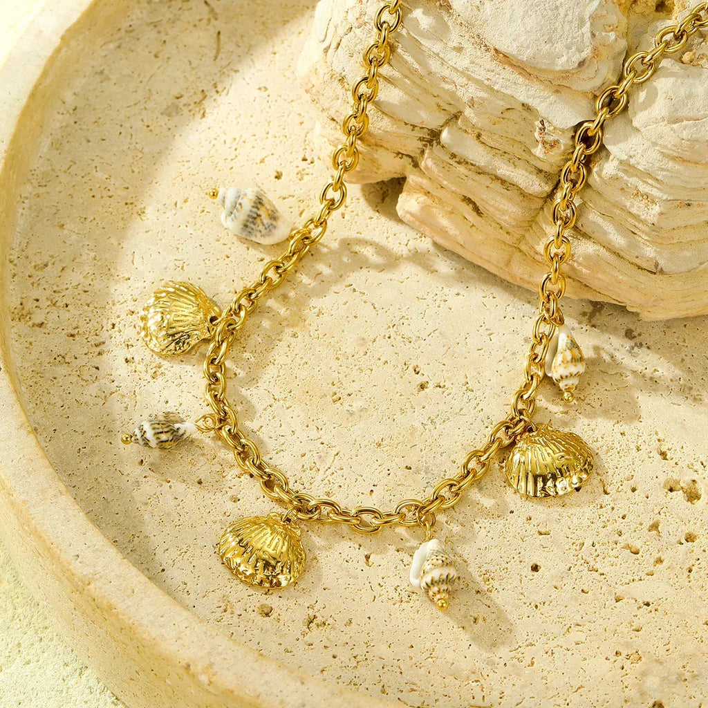 ocean-style-18k-gold-titanium-steel-shell-necklace - Viexta