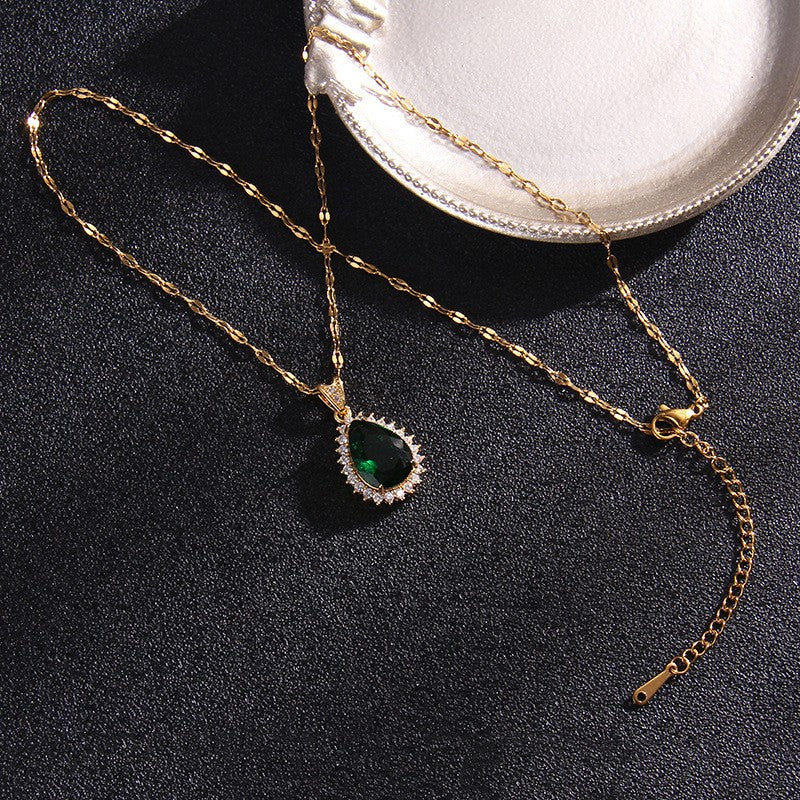 Titanium Steel Emerald Necklace