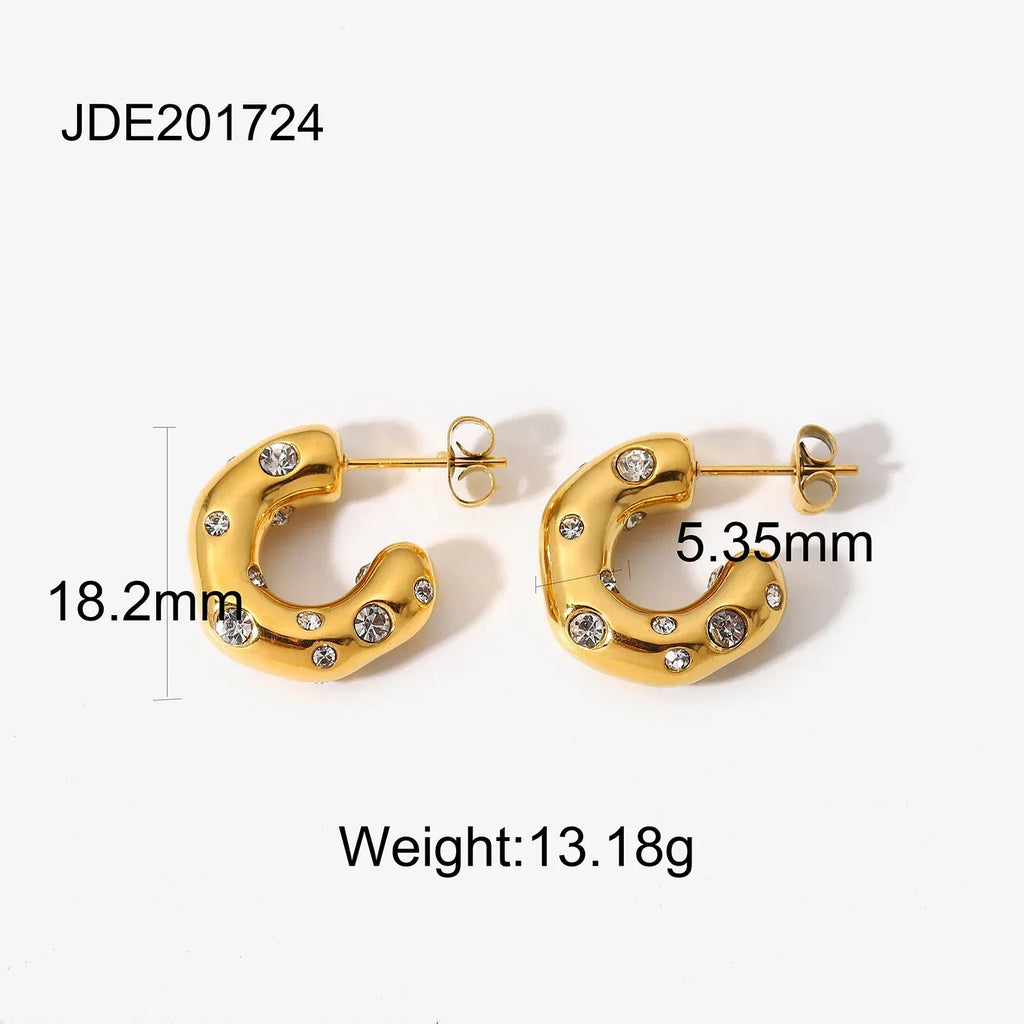 diamond-set-stainless-steel-earrings - Viexta