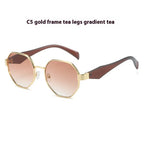 Polygonal Wide Metal Large Rim Sunglasses - Viexta