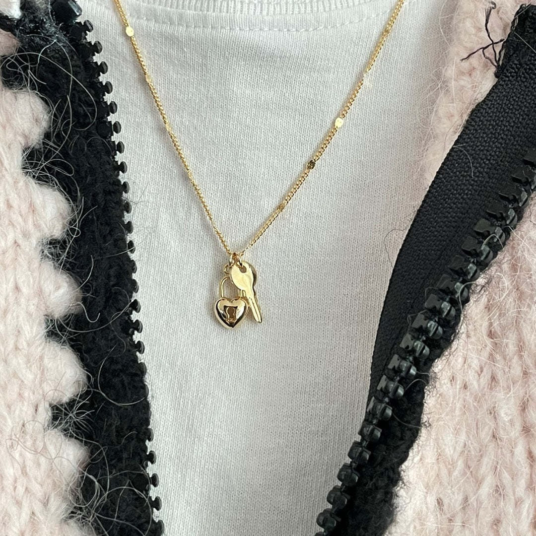 titanium-steel-love-pendant-key-lock-multi-layer-necklace