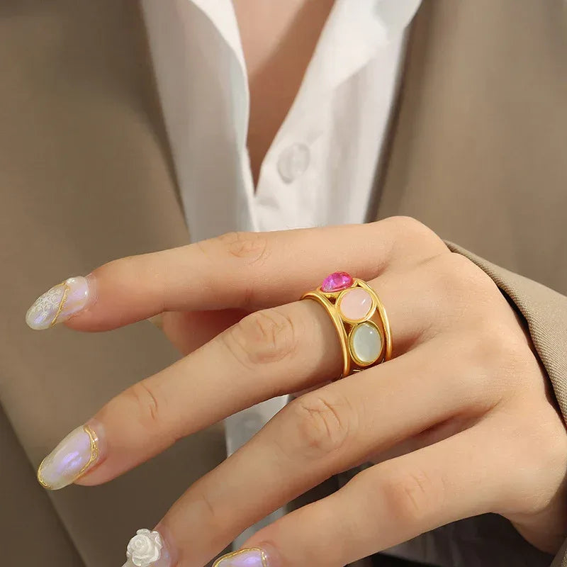 Multi-Color Brass Beads Ring - Viexta