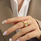 Multi-Color Brass Beads Ring