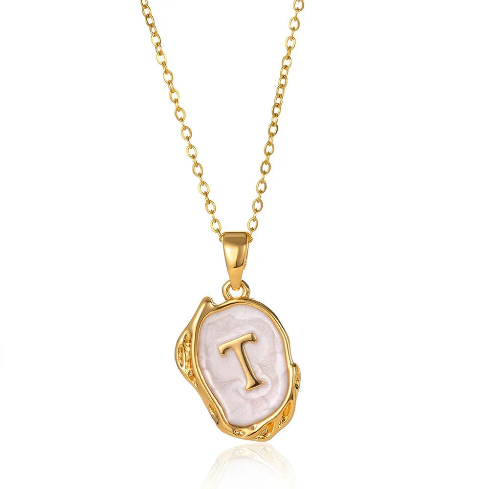 Simple 26 Letters Drop Oil Three-dimensional Necklace - Viexta