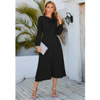 Long Sleeve Bowknot Dress - Viexta