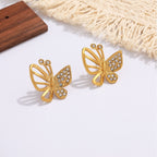 Niche Diamond-encrusted Drop Earrings In Titanium Steel