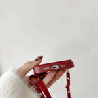 Red Crossbody Card Holder With Lanyard iPhone Case - Viexta