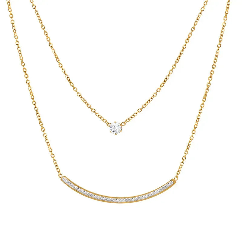 Minimalist Versatile Double-layer Zircon Neckwear - Viexta