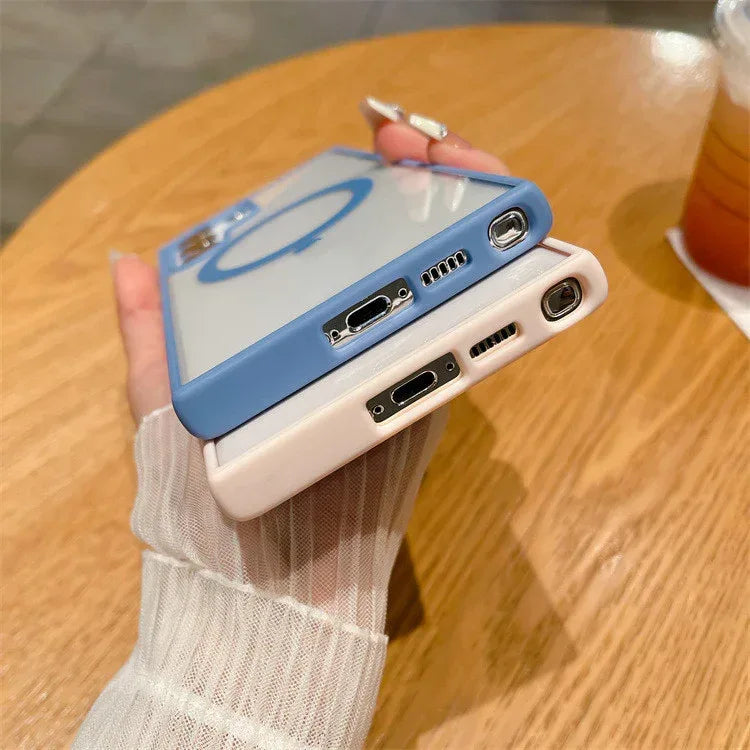 Acrylic Magnetic Suction Macaron Silicone Samsung case - Viexta