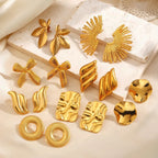Geometric Round Personalized Hip Hop Gold Plated Earrings - Viexta
