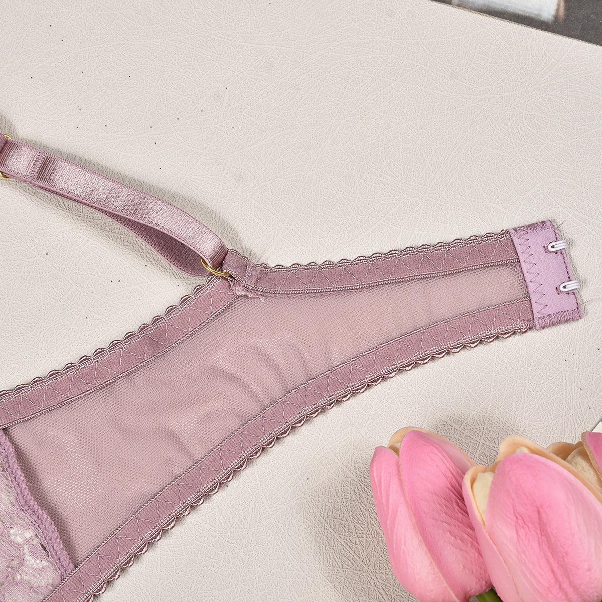 see-through-pearl-decorative-lingerie-4-piece-set - Viexta