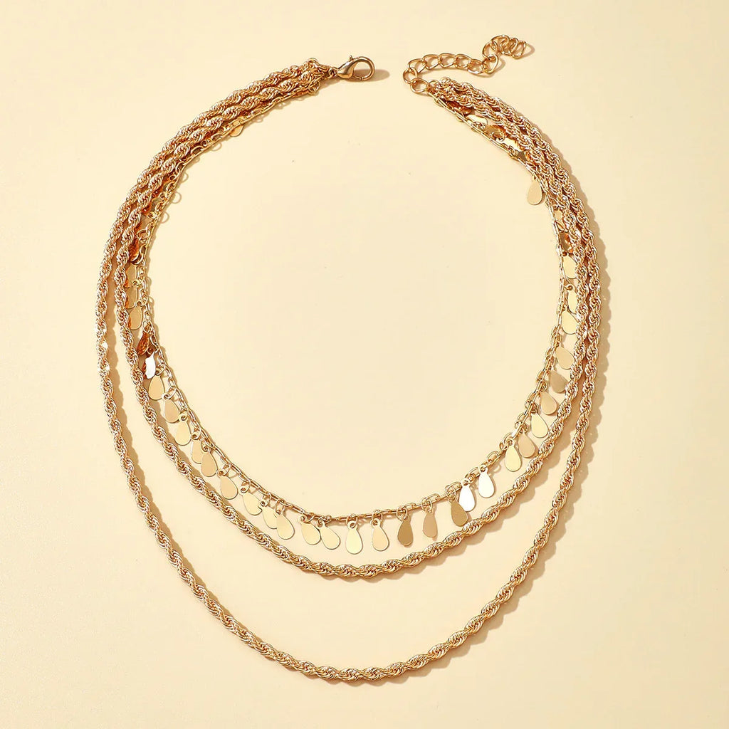 Multi-layer Hemp Flowers Drop-shaped Necklace - Viexta