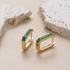 Women's Square Hollow Diamond Titanium Steel Earrings - Viexta
