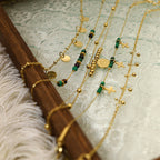 Natural Stone Beaded Titanium Steel Bracelet