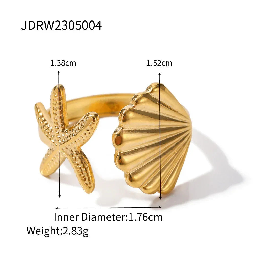 ocean-stainless-steel-starfish-ring - Viexta
