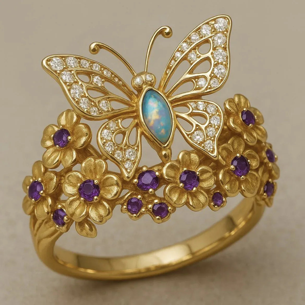 Butterfly-shaped Flower Ring