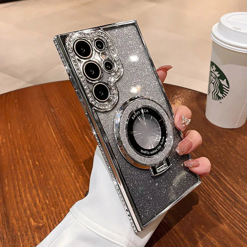 Glitter Magnetic Bracket Samsung Phone Case - Viexta