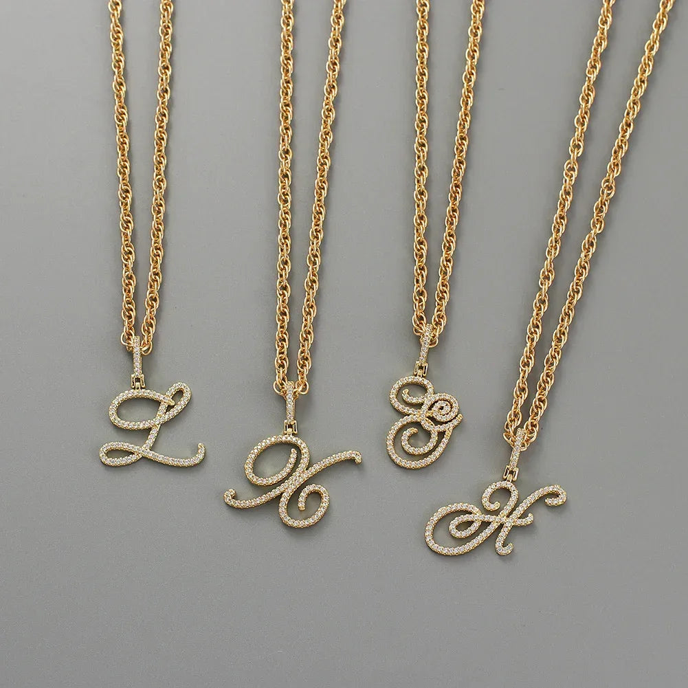 26 Letter Zircon 18k Gold Necklace - Viexta