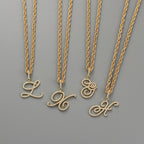 26 Letter Zircon 18k Gold Necklace