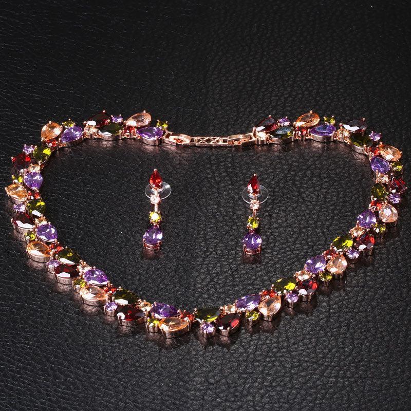 bride-zircon-necklace-and-earring-set - Viexta