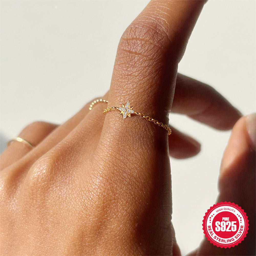 S925 Silver Niche Unique Chain Ring