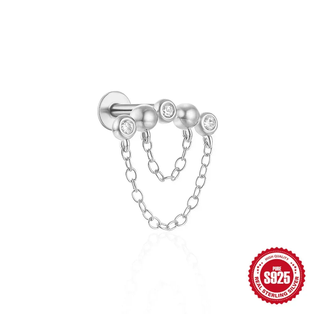 S925 Sterling Silver Moon Piercings - Viexta