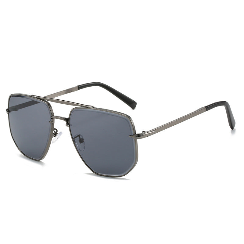 Fashion Square Metal Double Beam Sun Glasses