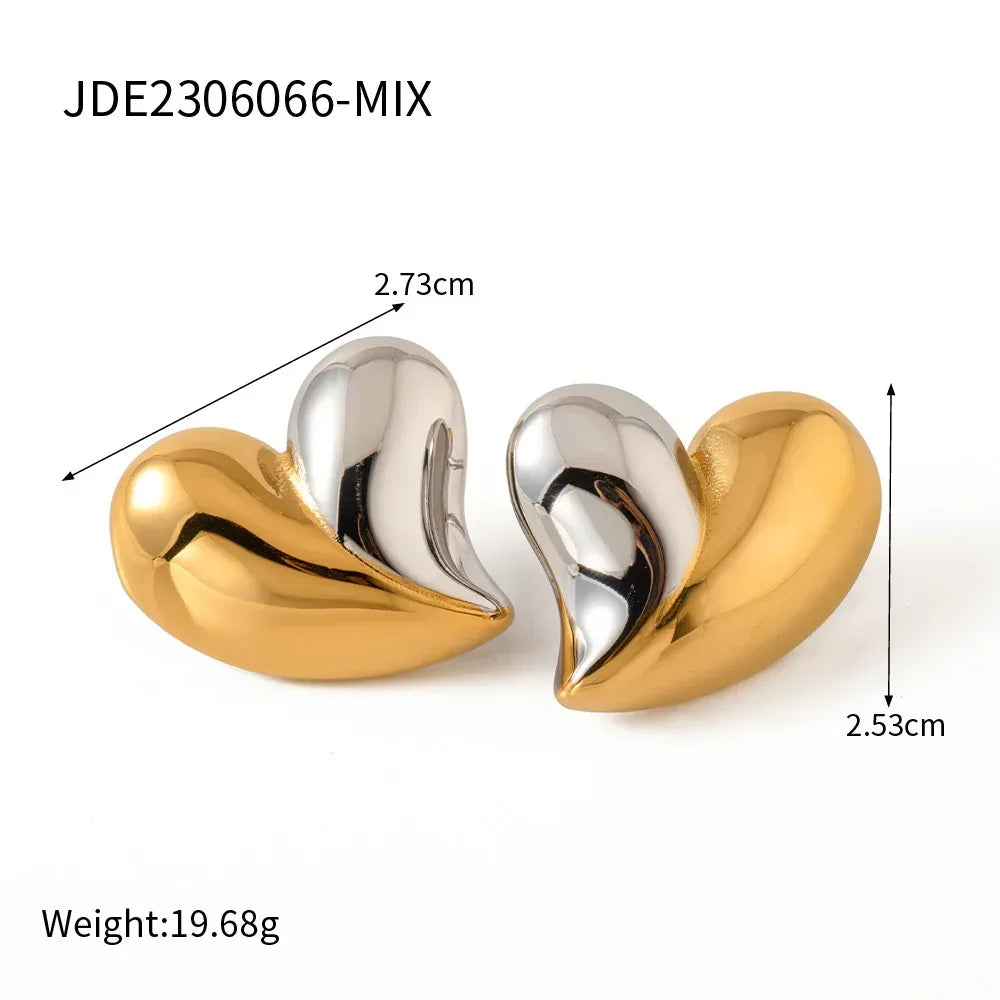 Elegant Heart Peach Stainless Steel Earrings - Viexta