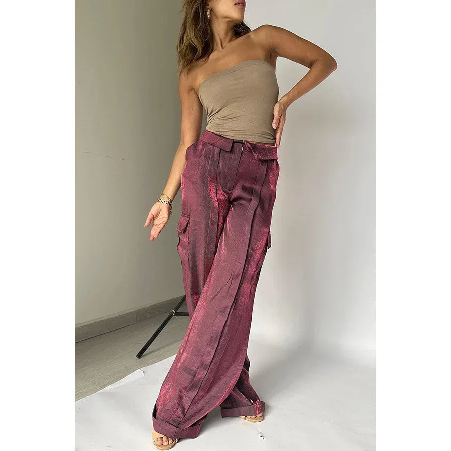 Ins Style Loose Straight Pants With Multi-pocket Trousers - Viexta