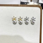 Pearl Flower High-end Small Fragrance Earrings - Viexta