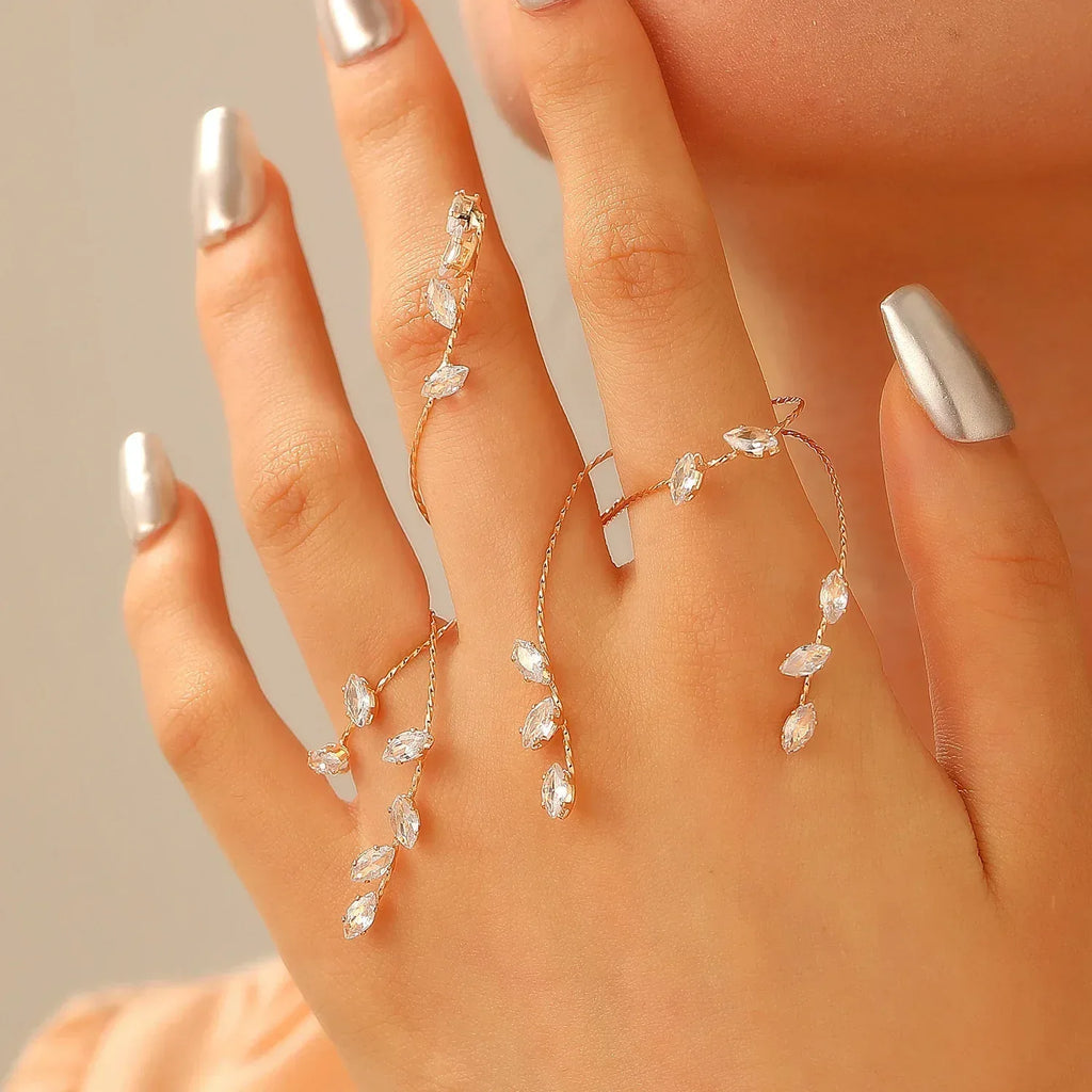 Zircon Leaves Finger Chain - Viexta